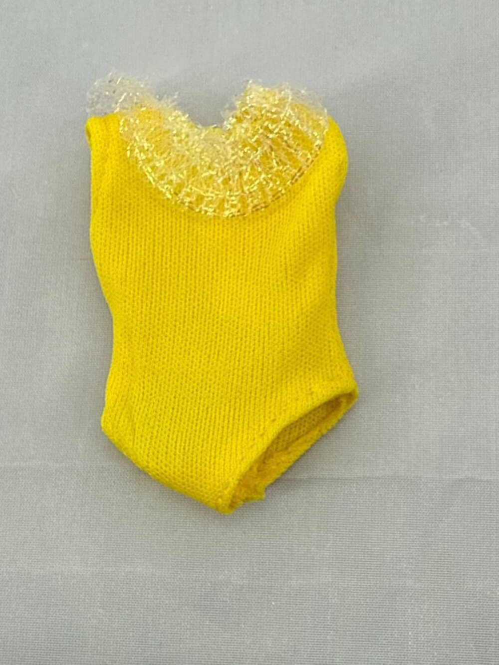 Vintage Sidney or Fleur 70s Yellow Knit Barbie Leotard Ruffle Bodysuit